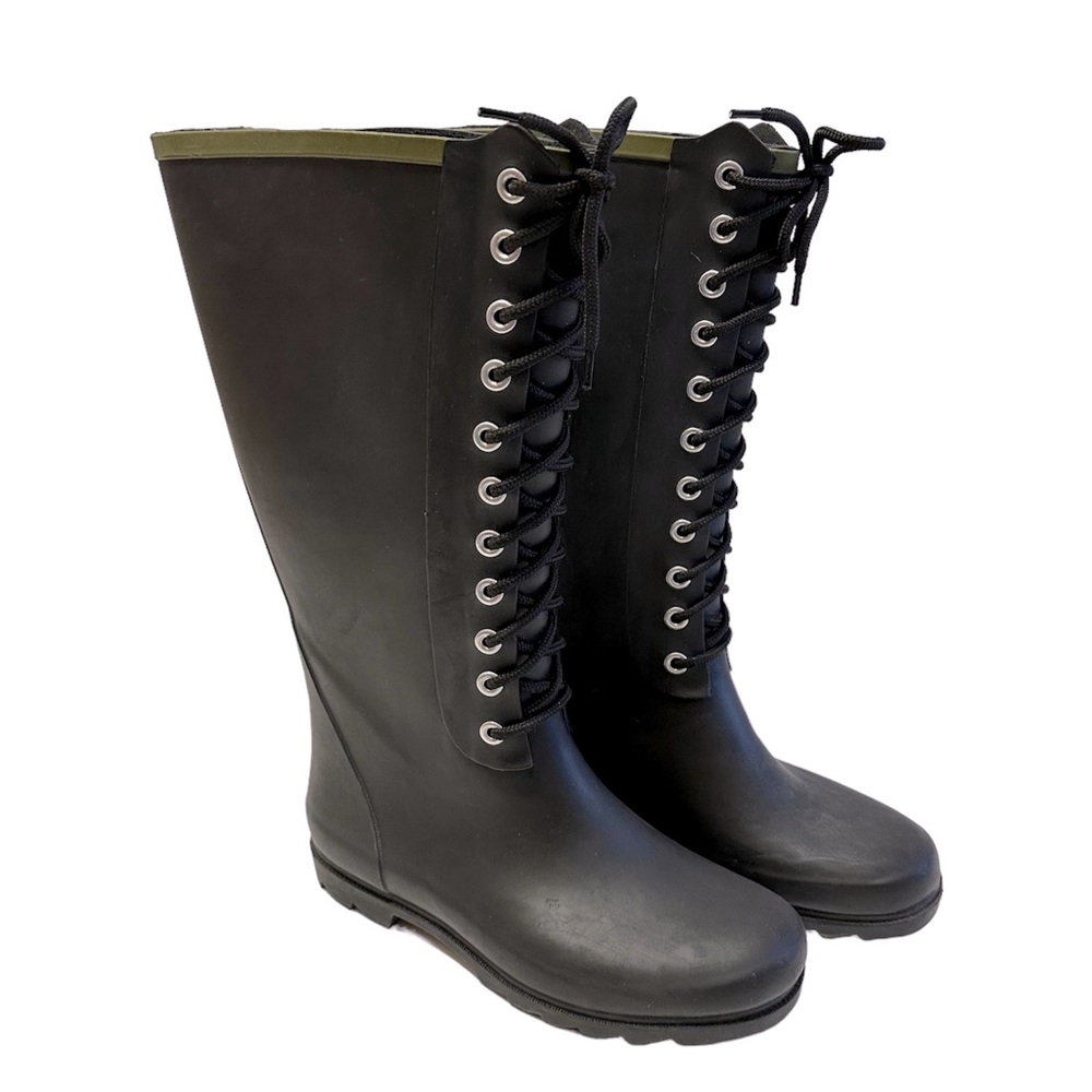 Chooka Black Lace Up Rain Boots SZ 7